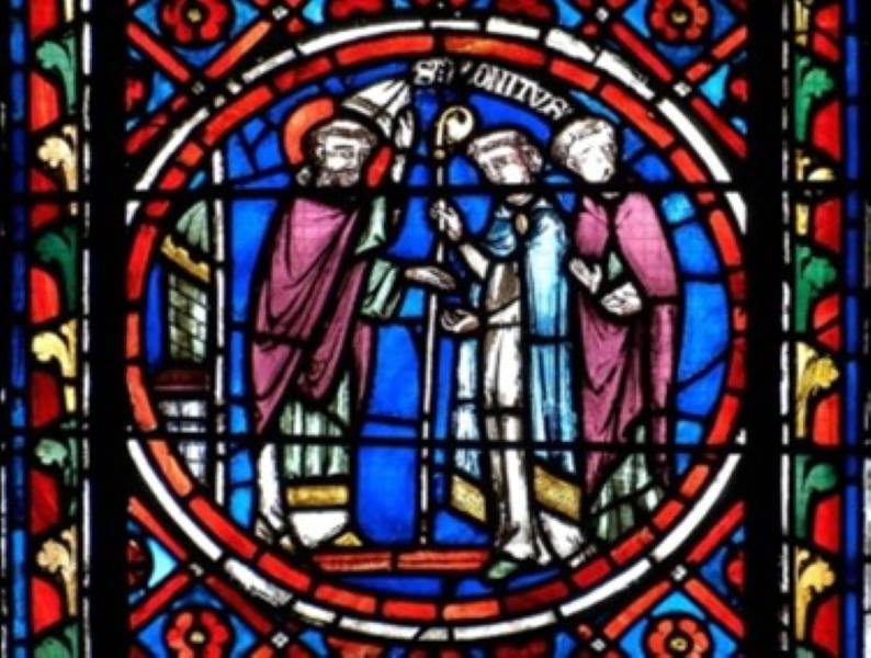 Saint Bonnet quittant ses habits d’Evêque Vitrail – Cathédrale de Clermont Ferrand